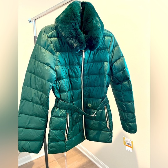 NWT Dark Emerald Green Michael Kors Puffer Jacket Sz Small - Picture 1 of 7